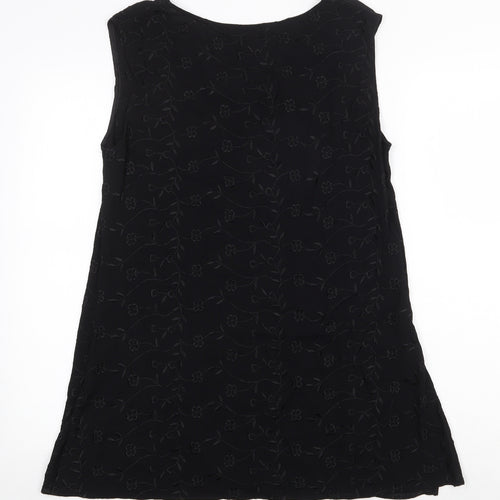 Dorothy Perkins Womens Black Floral Viscose Trapeze & Swing Size 16 Round Neck Pullover