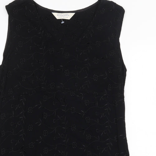 Dorothy Perkins Womens Black Floral Viscose Trapeze & Swing Size 16 Round Neck Pullover