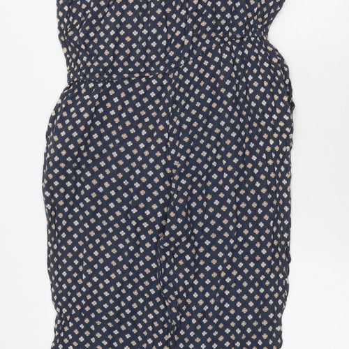 Mango Womens Blue Geometric Cotton Jumpsuit One-Piece Size S Pullover