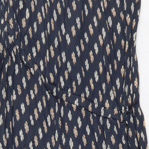 Mango Womens Blue Geometric Cotton Jumpsuit One-Piece Size S Pullover