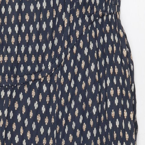 Mango Womens Blue Geometric Cotton Jumpsuit One-Piece Size S Pullover