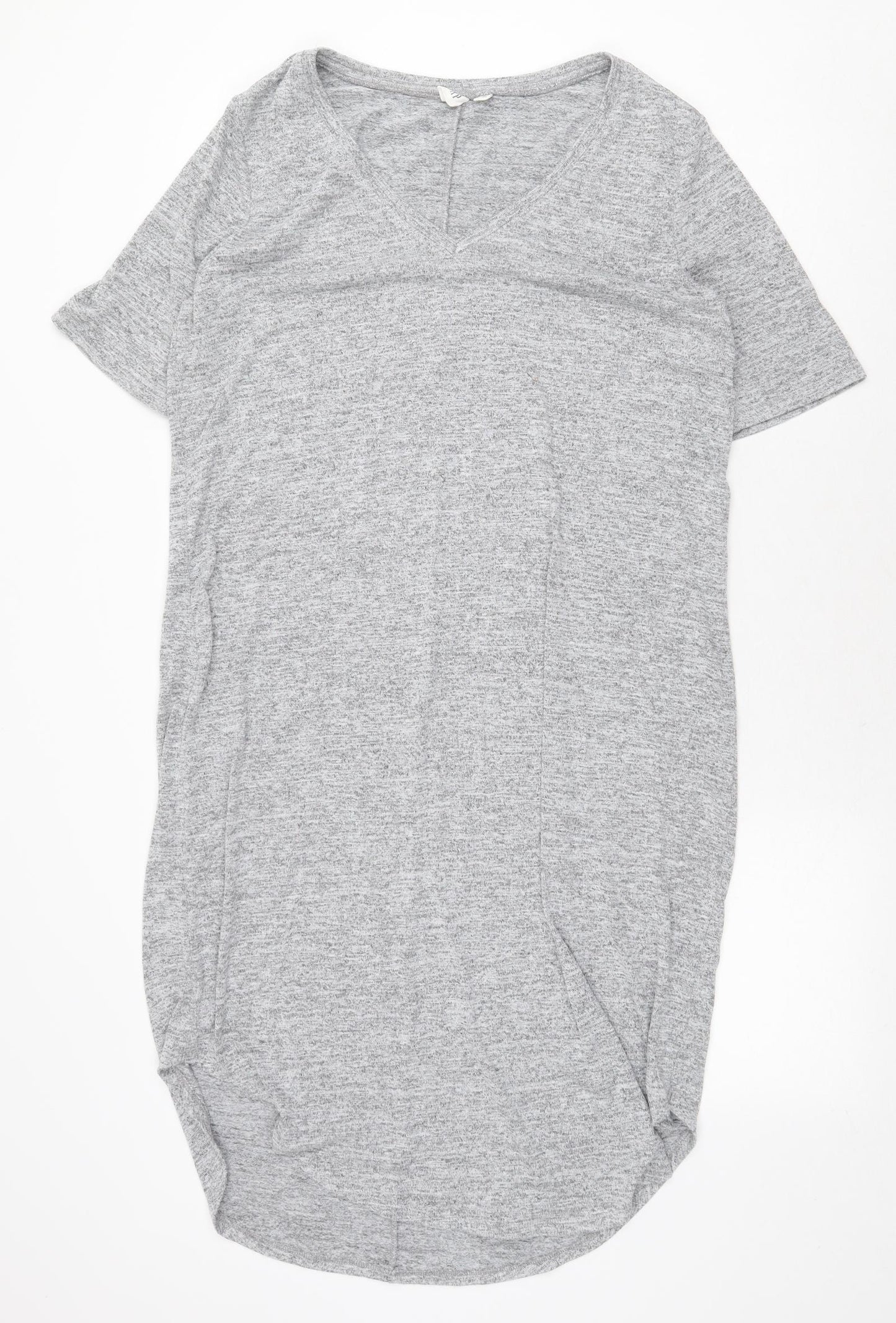 Gap Womens Grey Polyester T-Shirt Dress Size L V-Neck Pullover