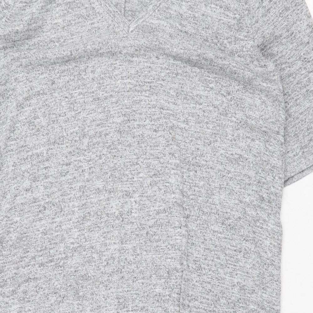 Gap Womens Grey Polyester T-Shirt Dress Size L V-Neck Pullover