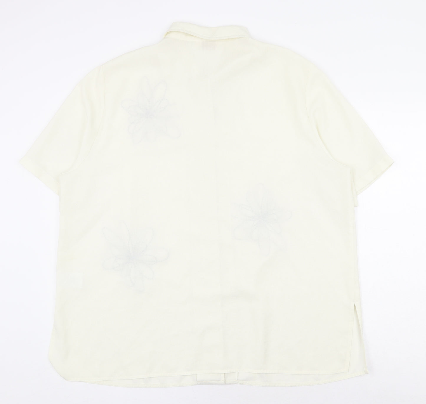 ELVI Womens Ivory Polyester Basic Button-Up Size 20 V-Neck