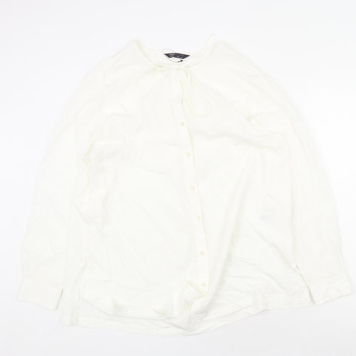 Marks and Spencer Womens White Modal Basic Button-Up Size 16 V-Neck
