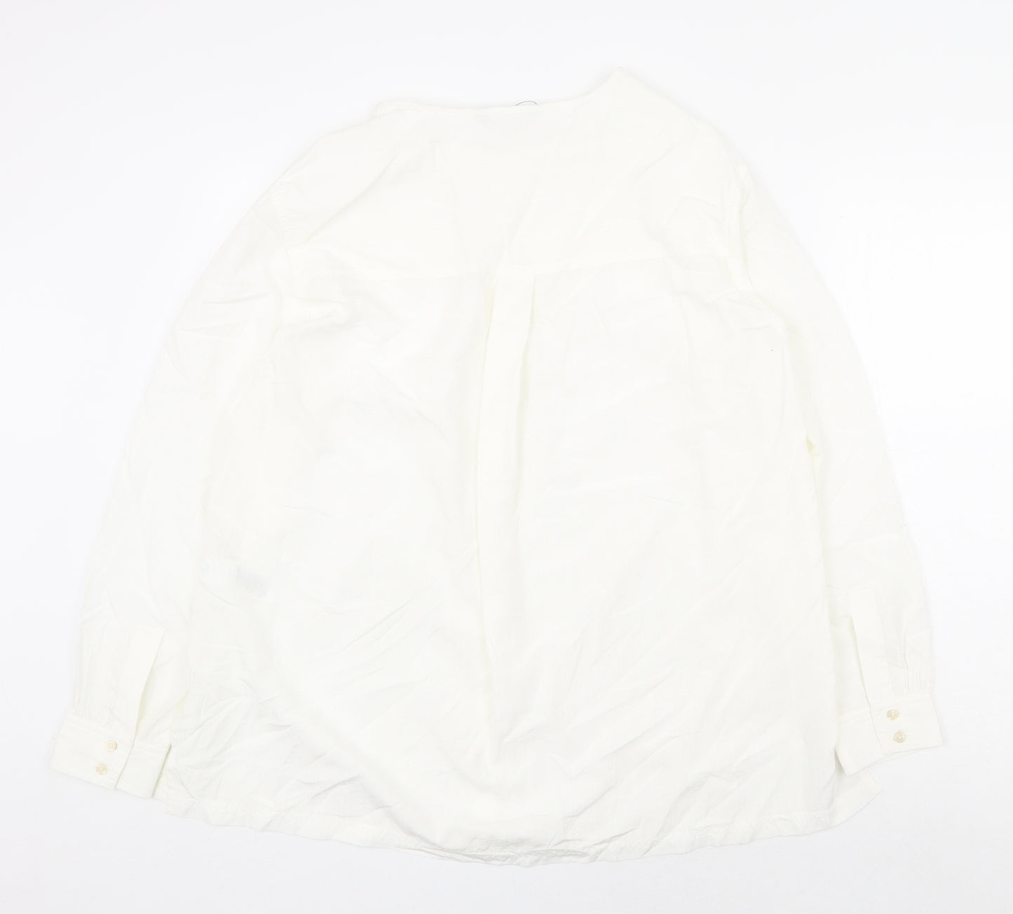 Marks and Spencer Womens White Modal Basic Button-Up Size 16 V-Neck
