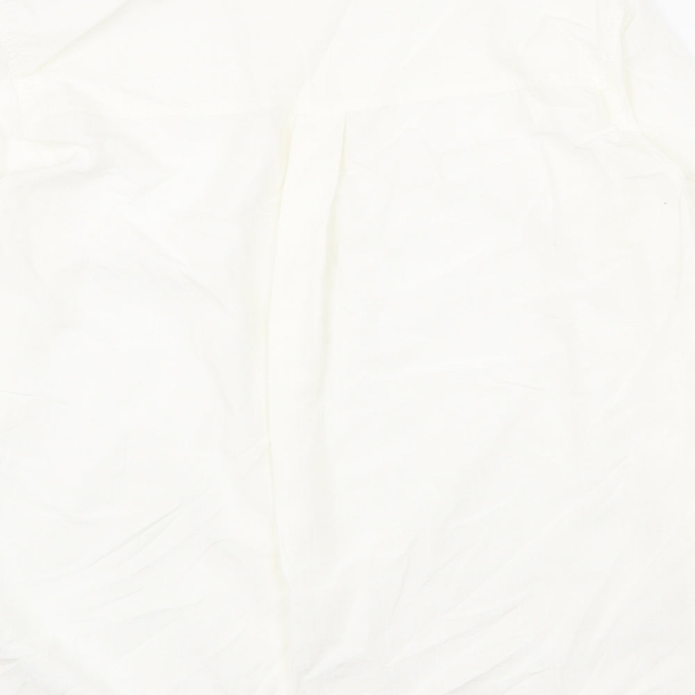 Marks and Spencer Womens White Modal Basic Button-Up Size 16 V-Neck