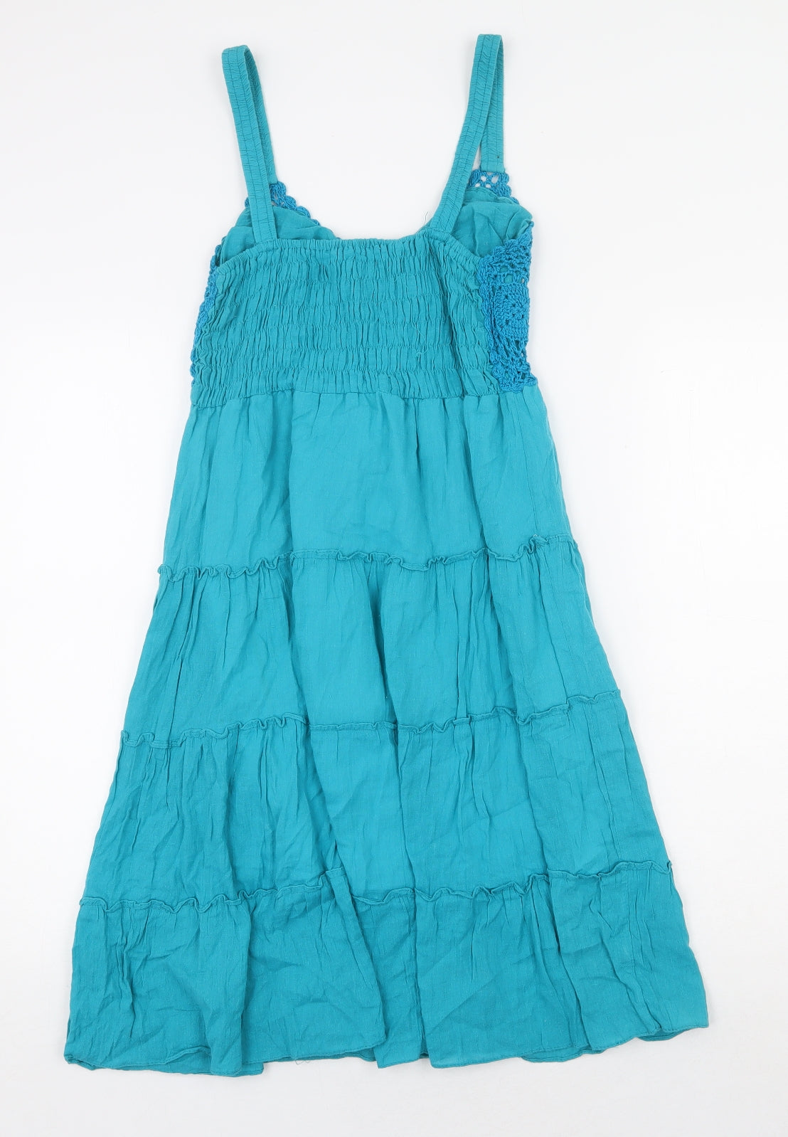 Preworn Womens Green 100% Cotton Tank Dress Size M V-Neck Pullover