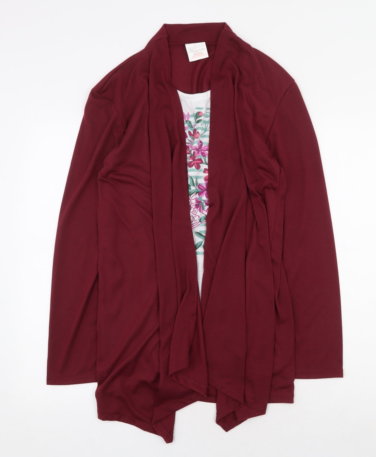 Anne de Lancay Womens Red Geometric Polyester Tunic Blouse Size 16 V-Neck - Twin Set