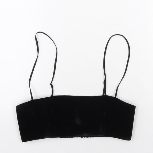 Zanzara Womens Black Polyester Cropped Tank Size S Square Neck