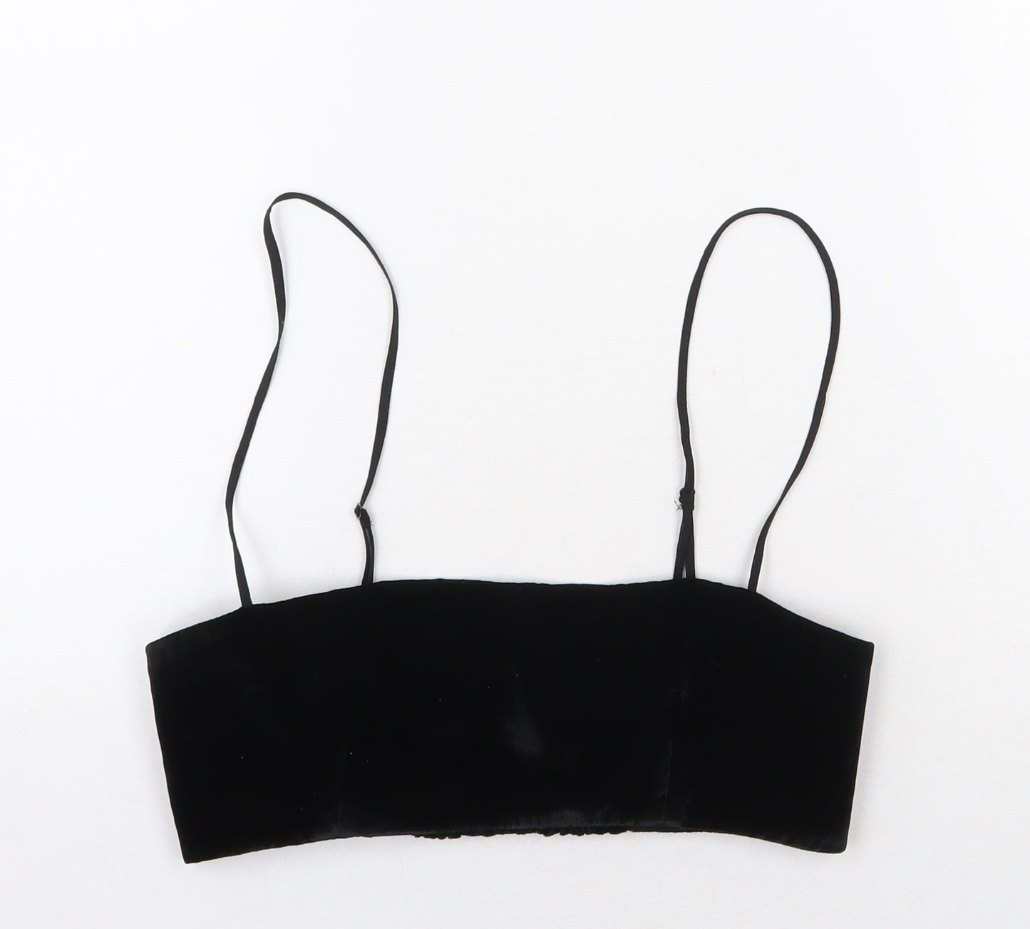 Zanzara Womens Black Polyester Cropped Tank Size S Square Neck
