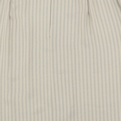 Preworn Womens Beige Striped Polyester Straight & Pencil Skirt Size 36 in Zip