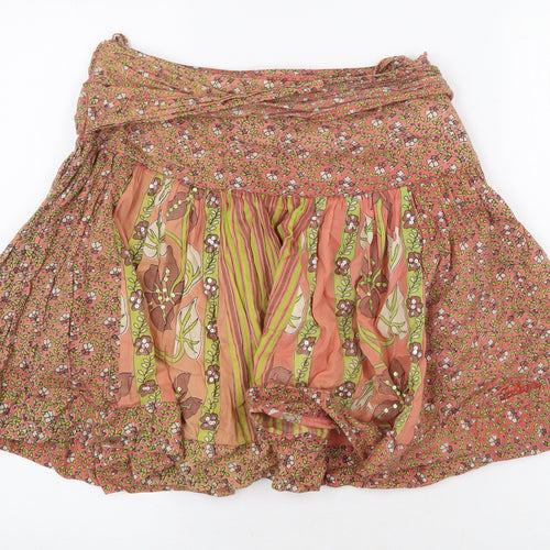 Joe Browns Womens Orange Geometric Cotton Skater Skirt Size 10 Zip