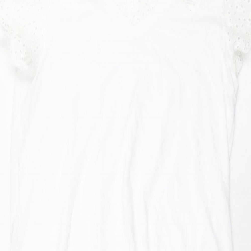 Marks and Spencer Womens White Solid 100% Cotton Top Dress Size 14