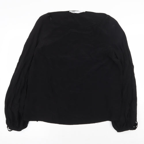 Zara Womens Black Viscose Basic Blouse Size S Round Neck