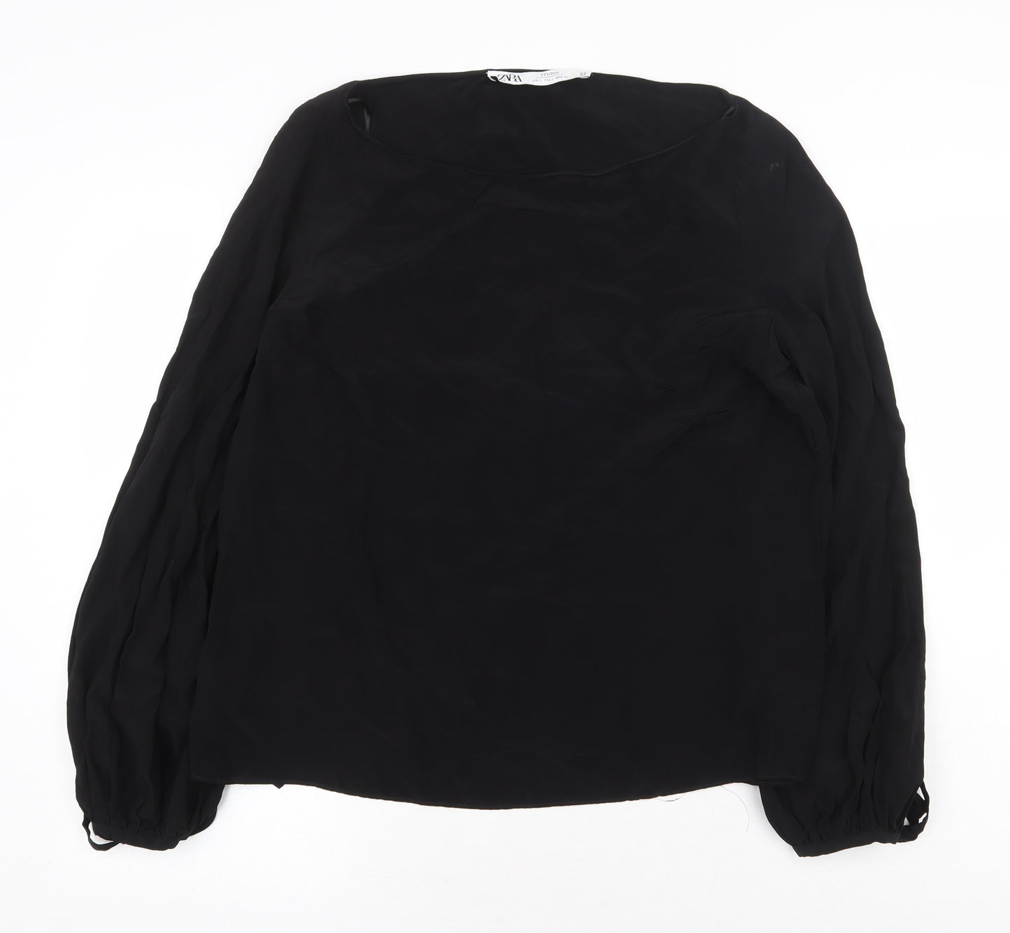 Zara Womens Black Viscose Basic Blouse Size S Round Neck