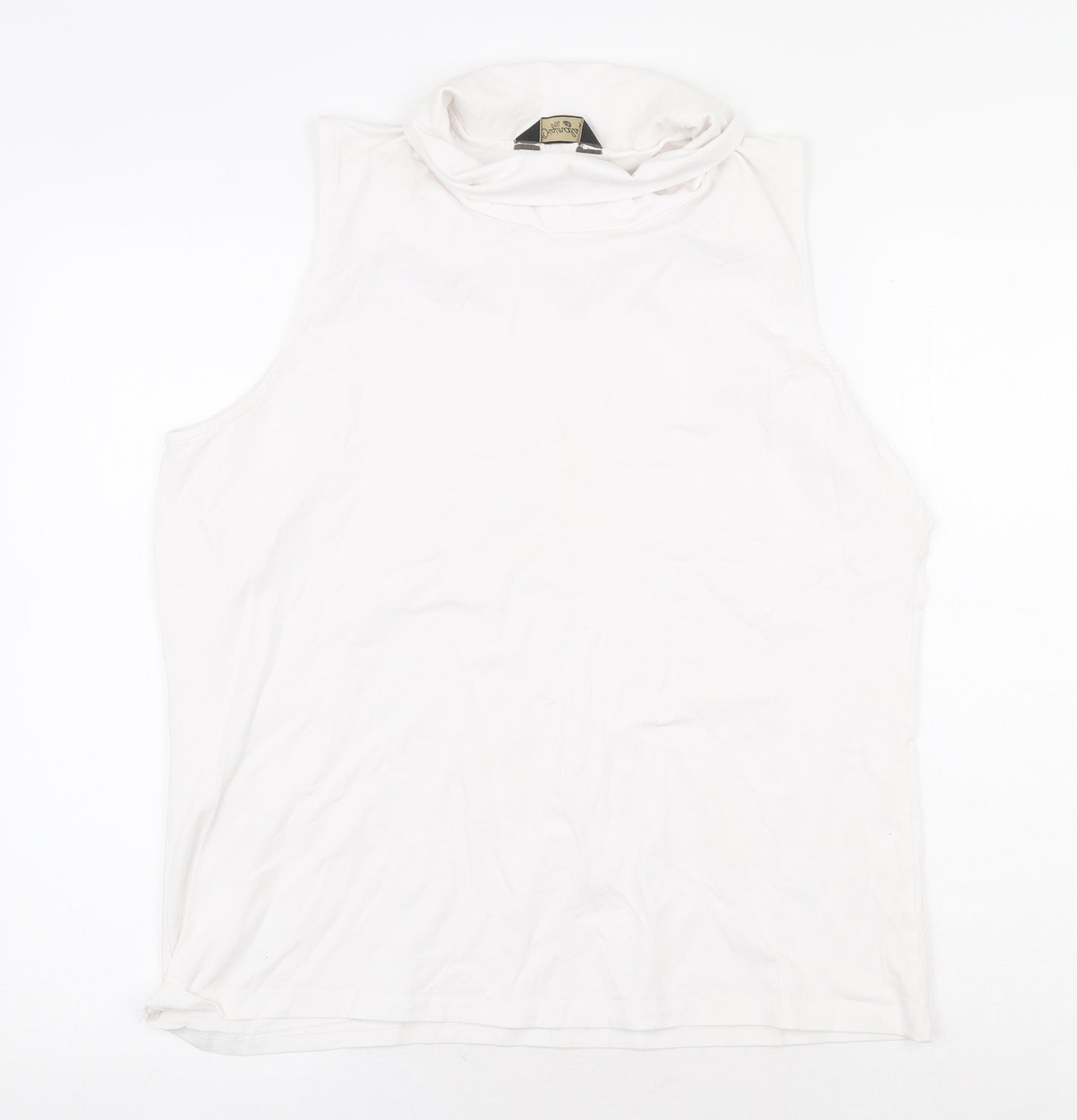 Originals Womens White Cotton Basic Tank Size XL Roll Neck