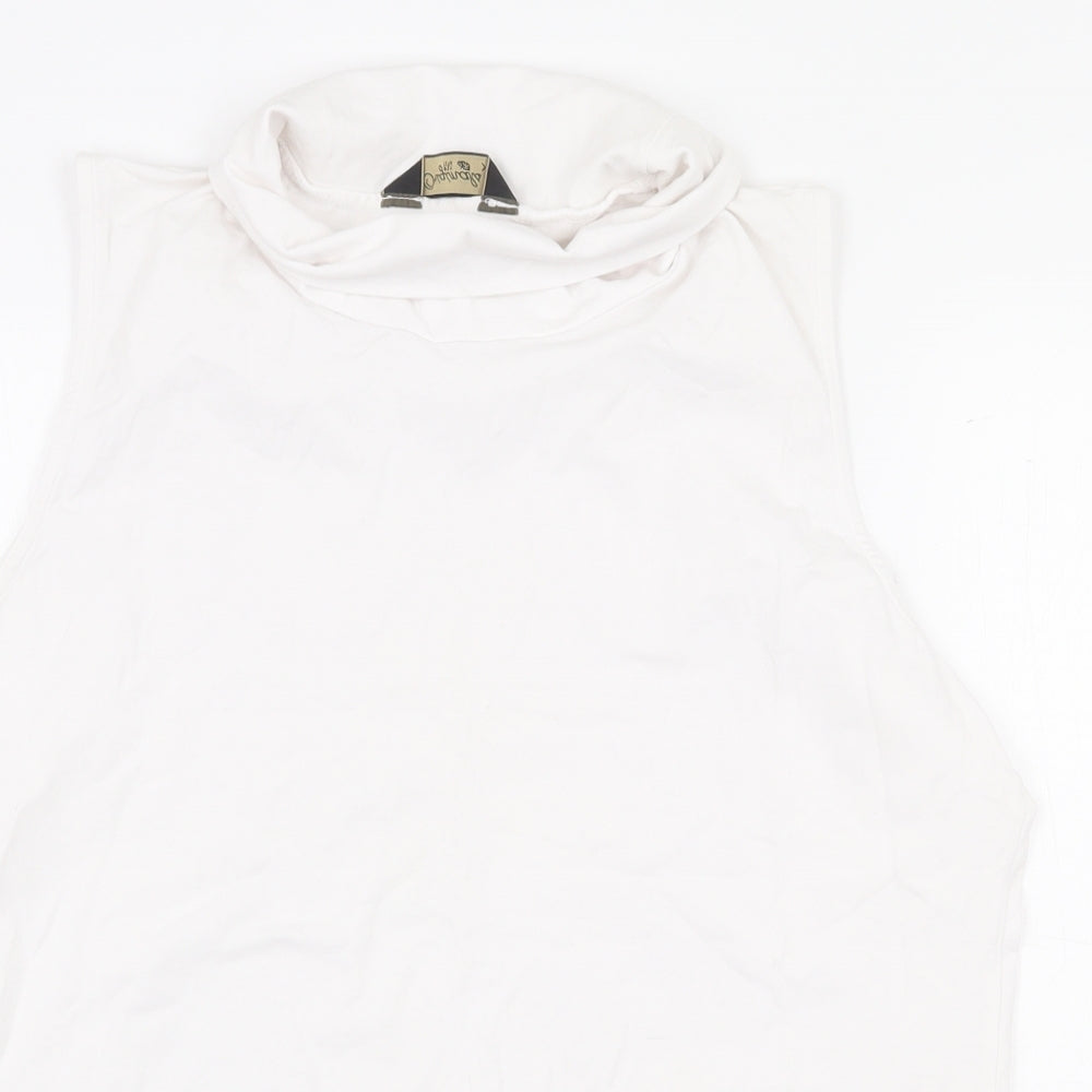 Originals Womens White Cotton Basic Tank Size XL Roll Neck