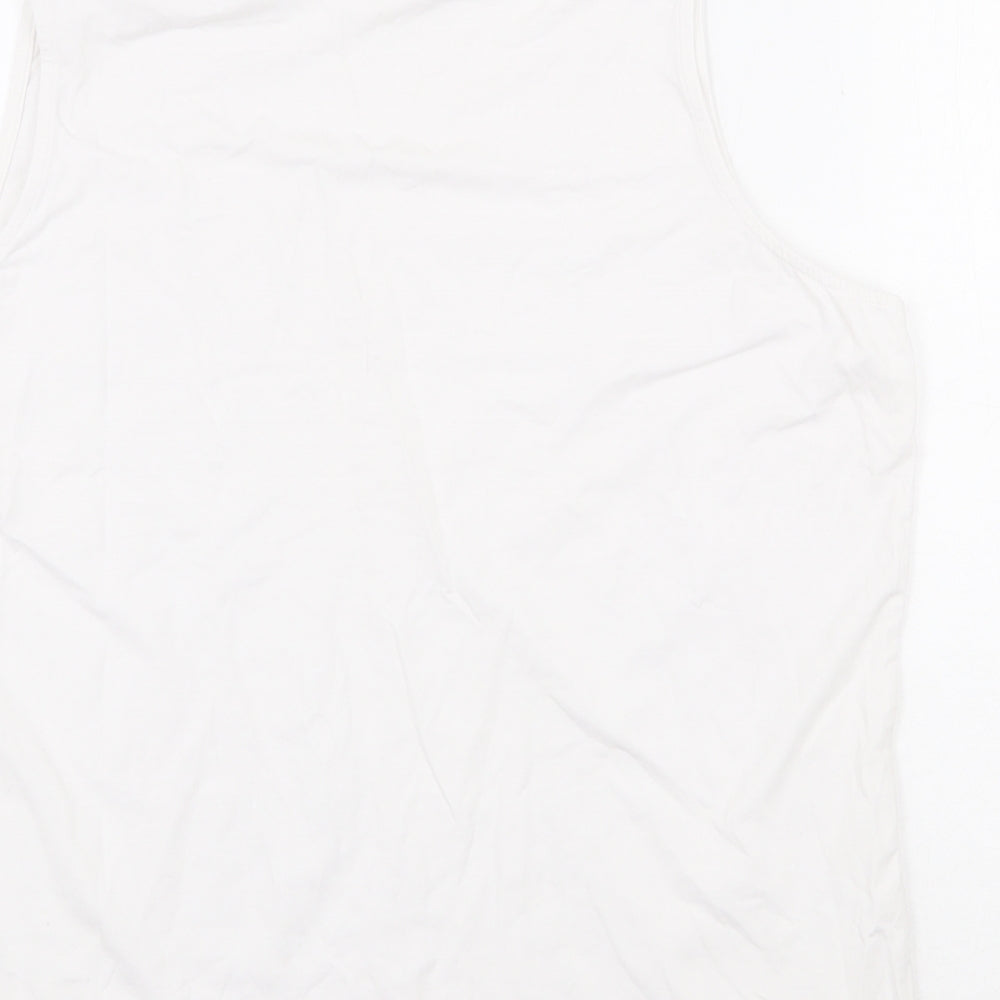 Originals Womens White Cotton Basic Tank Size XL Roll Neck