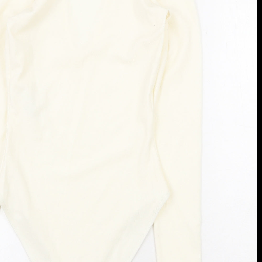 Zara Womens Ivory Polyester Bodysuit One-Piece Size M Snap
