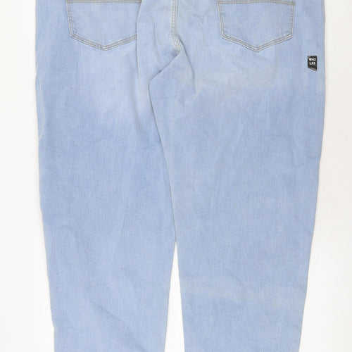 Marks and Spencer Mens Blue Cotton Straight Jeans Size 42 in Regular Zip