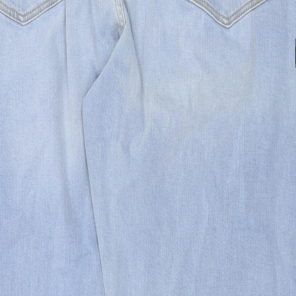Marks and Spencer Mens Blue Cotton Straight Jeans Size 42 in Regular Zip