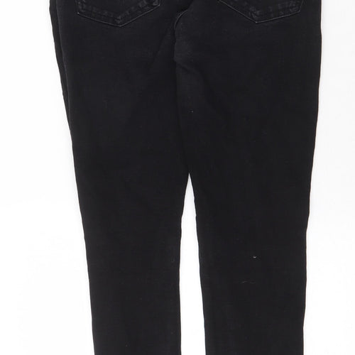 Marks and Spencer Womens Black Cotton Skinny Jeans Size 12 Regular Zip