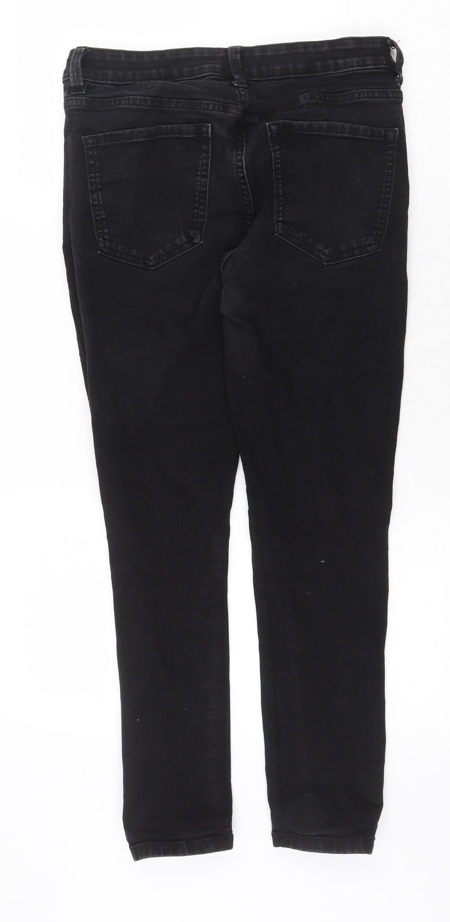 Marks and Spencer Womens Black Cotton Skinny Jeans Size 12 Regular Zip