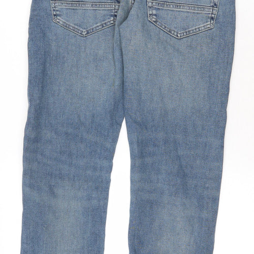 Marks and Spencer Womens Blue Cotton Straight Jeans Size 30 Regular Zip