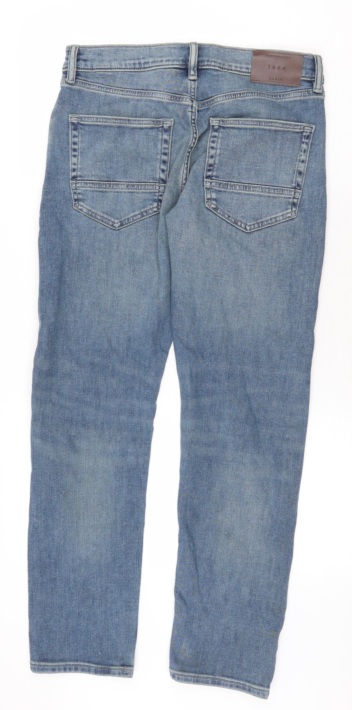 Marks and Spencer Womens Blue Cotton Straight Jeans Size 30 Regular Zip