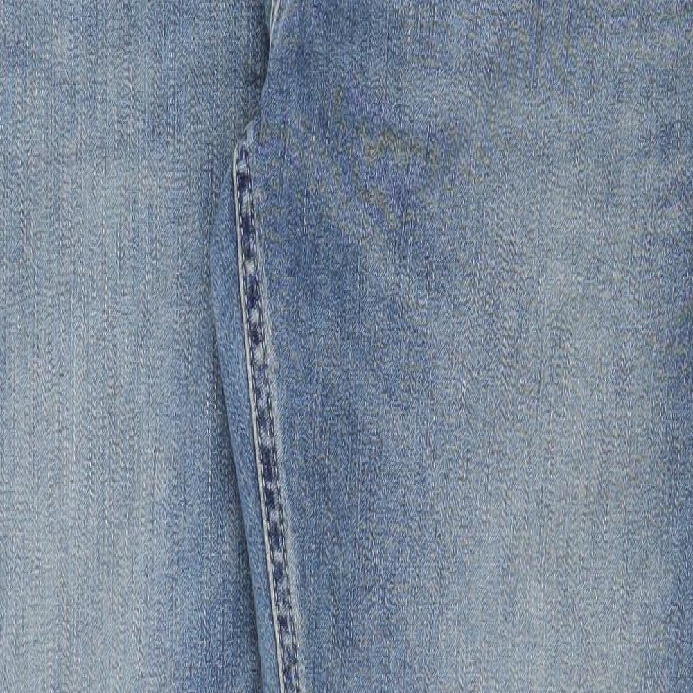 Marks and Spencer Womens Blue Cotton Straight Jeans Size 30 Regular Zip
