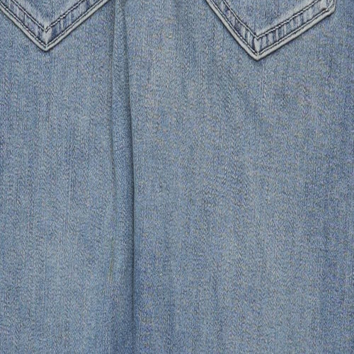 Marks and Spencer Womens Blue Cotton Straight Jeans Size 30 Regular Zip