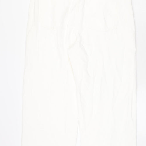 Marks and Spencer Womens White Cotton Straight Jeans Size 18 Regular Zip