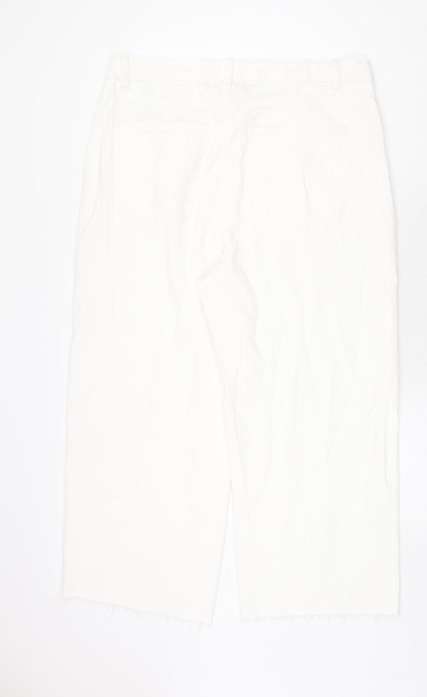 Marks and Spencer Womens White Cotton Straight Jeans Size 18 Regular Zip