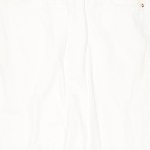 Marks and Spencer Womens White Cotton Straight Jeans Size 18 Regular Zip