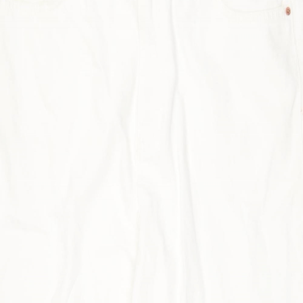 Marks and Spencer Womens White Cotton Straight Jeans Size 18 Regular Zip