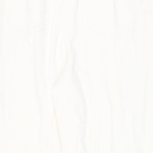 Marks and Spencer Womens White Cotton Straight Jeans Size 18 Regular Zip