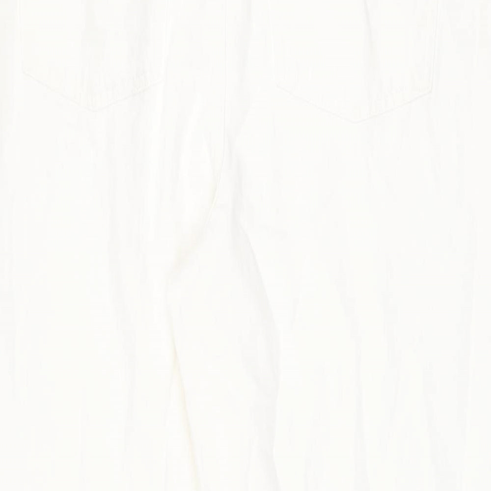 Marks and Spencer Womens White Cotton Straight Jeans Size 18 Regular Zip