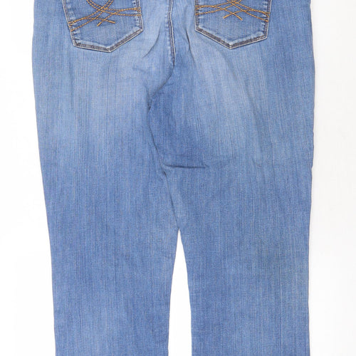 Marks and Spencer Womens Blue Cotton Straight Jeans Size 18 Regular Zip