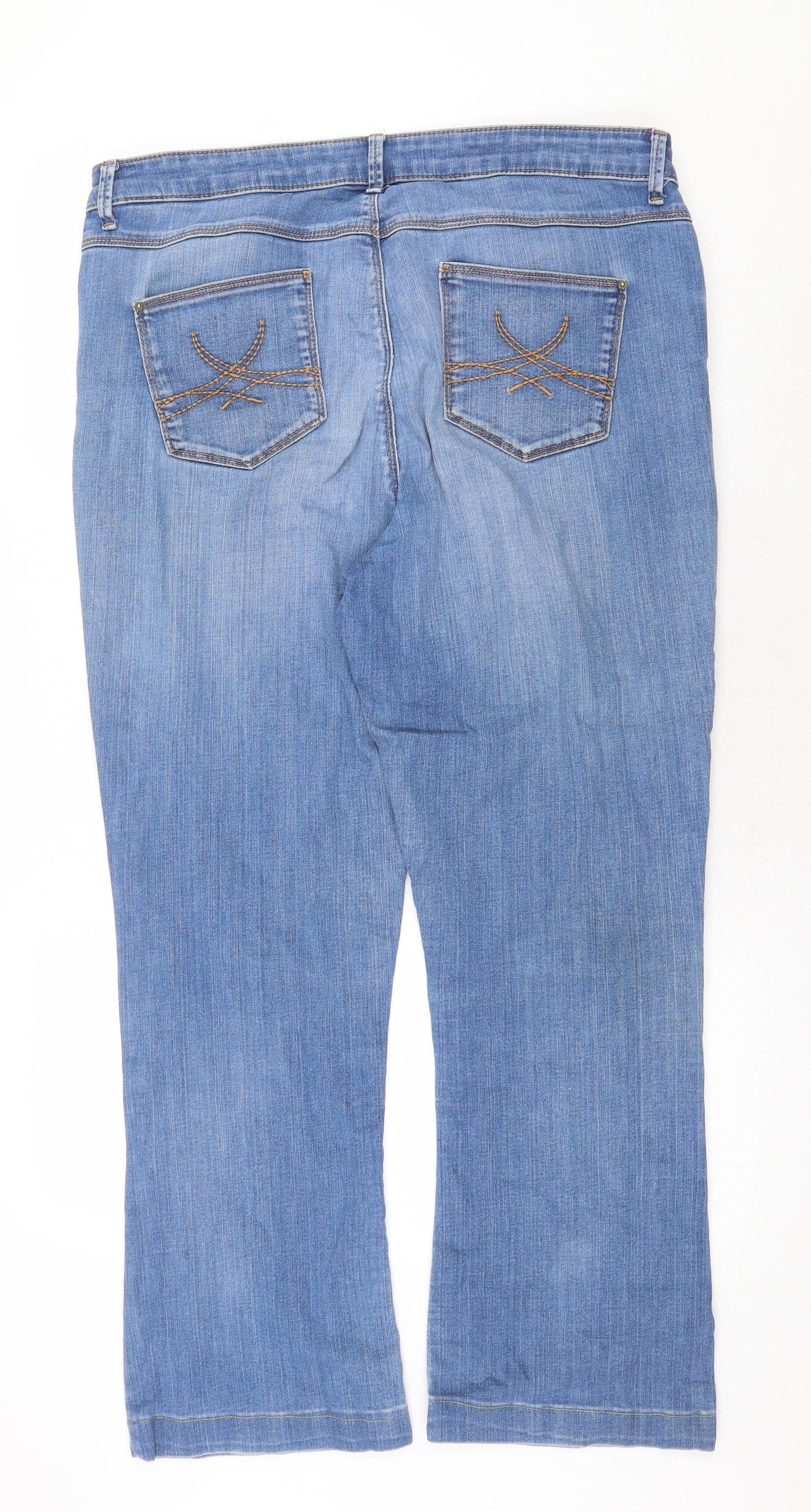 Marks and Spencer Womens Blue Cotton Straight Jeans Size 18 Regular Zip