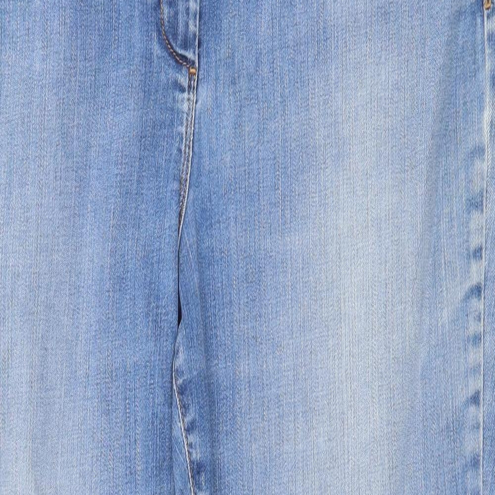 Marks and Spencer Womens Blue Cotton Straight Jeans Size 18 Regular Zip