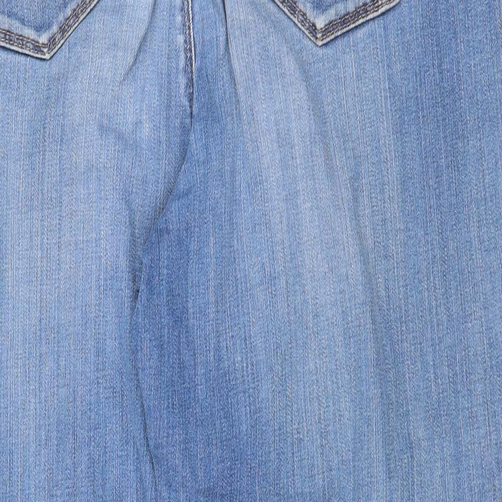 Marks and Spencer Womens Blue Cotton Straight Jeans Size 18 Regular Zip