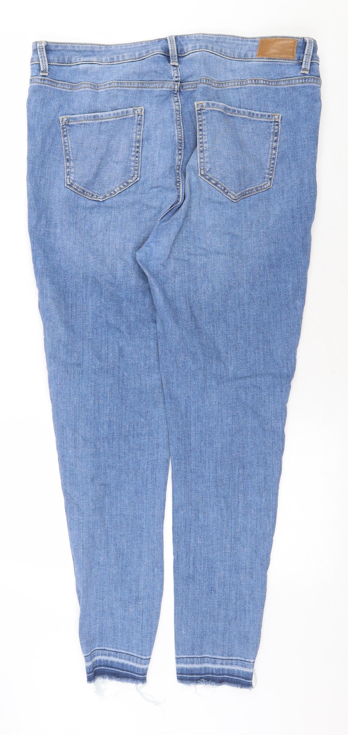 Marks and Spencer Womens Blue Cotton Skinny Jeans Size 18 Regular Zip