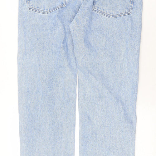 Marks and Spencer Mens Blue Cotton Straight Jeans Size 32 in Regular Zip