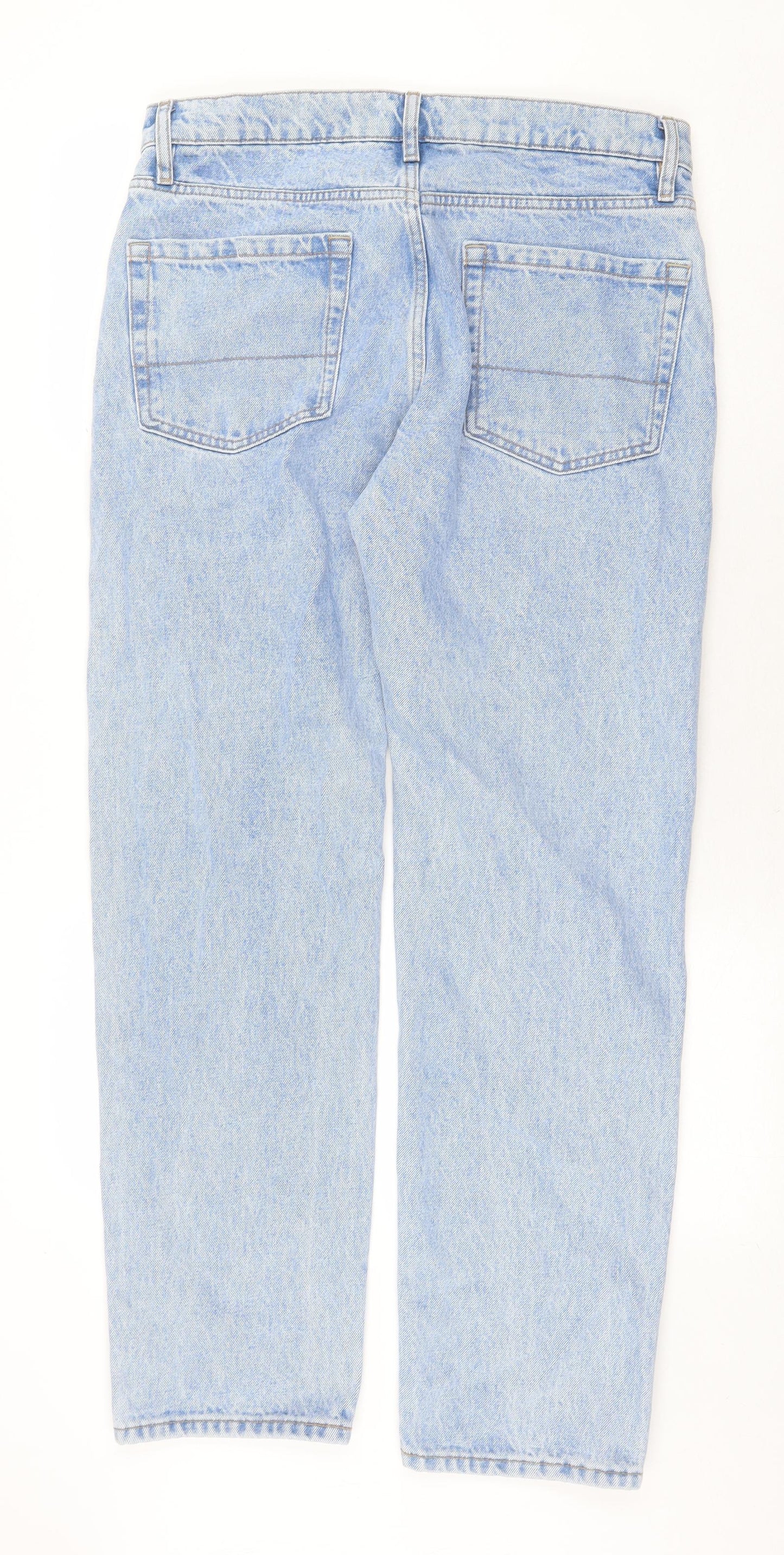 Marks and Spencer Mens Blue Cotton Straight Jeans Size 32 in Regular Zip