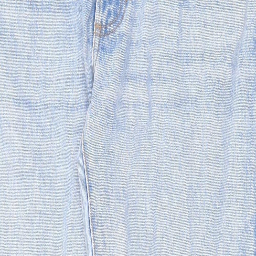 Marks and Spencer Mens Blue Cotton Straight Jeans Size 32 in Regular Zip