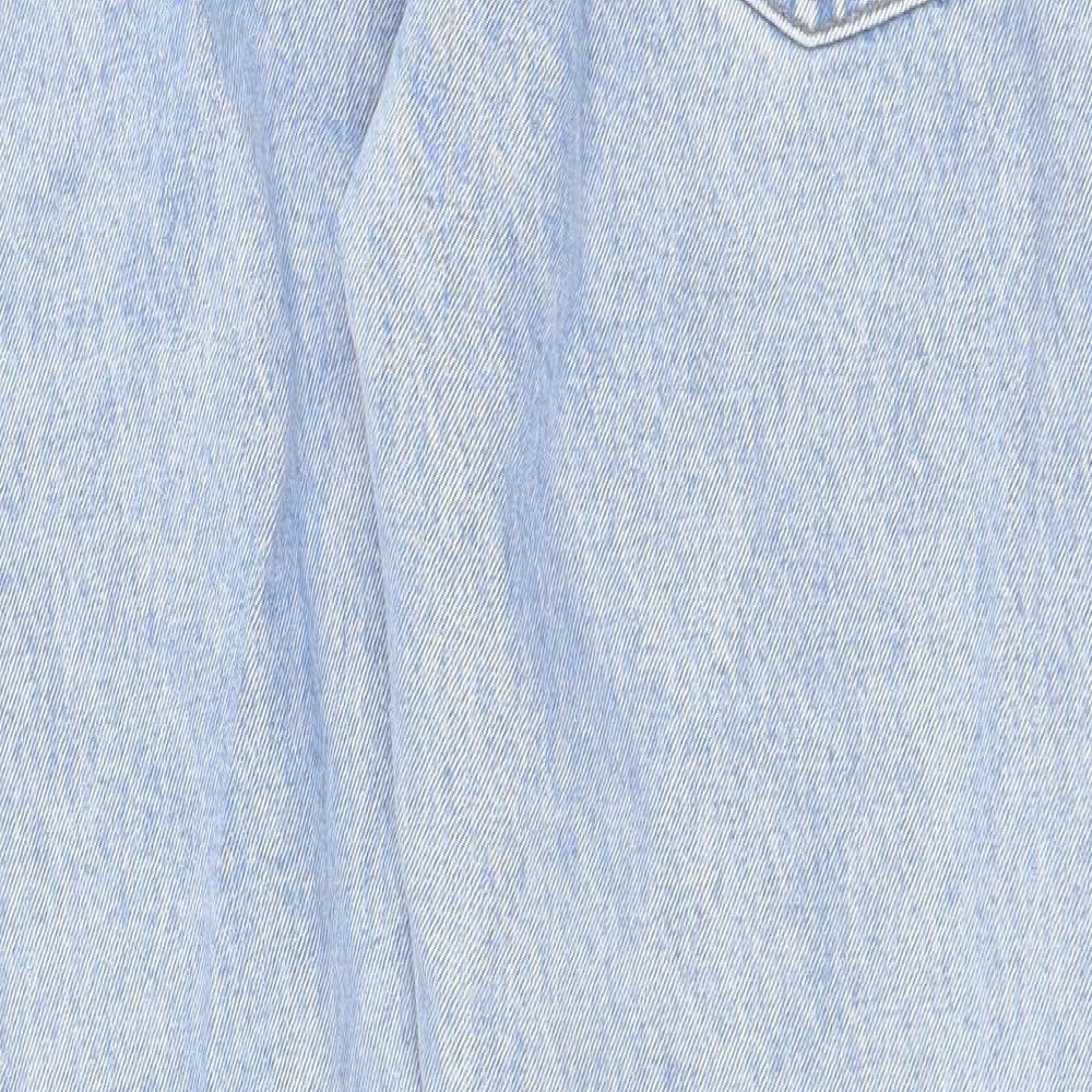 Marks and Spencer Mens Blue Cotton Straight Jeans Size 32 in Regular Zip
