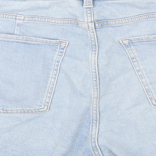 Marks and Spencer Womens Blue Cotton Cut-Off Shorts Size 22 Regular Zip - Distressed