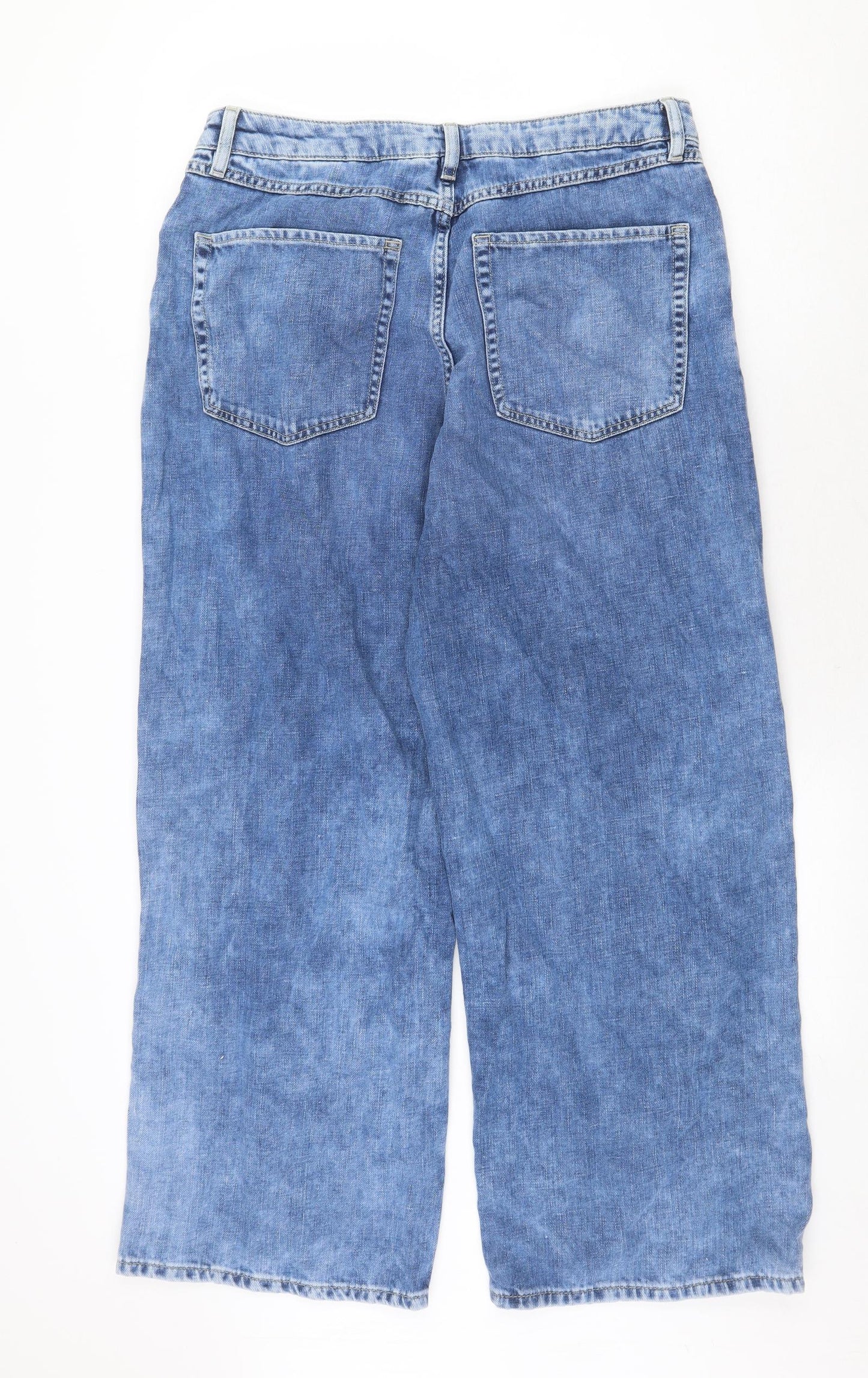 Marks and Spencer Womens Blue Cotton Straight Jeans Size 16 Regular Zip