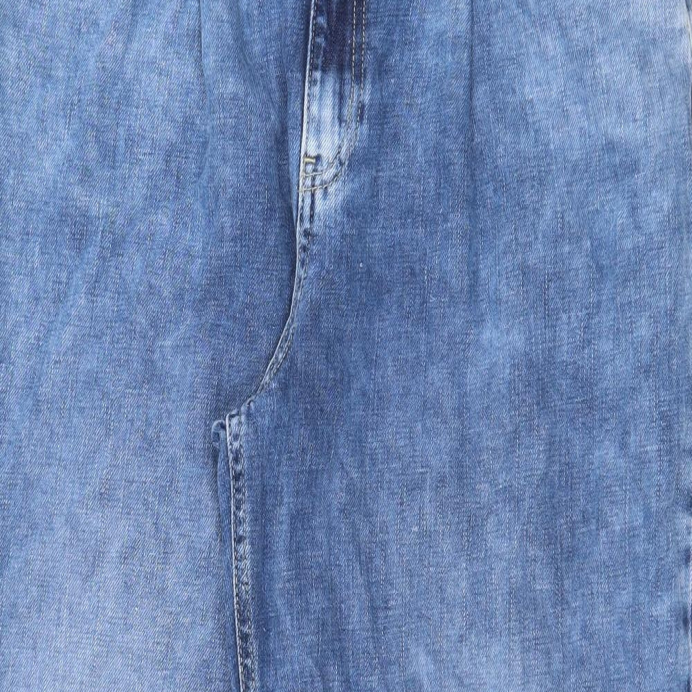 Marks and Spencer Womens Blue Cotton Straight Jeans Size 16 Regular Zip